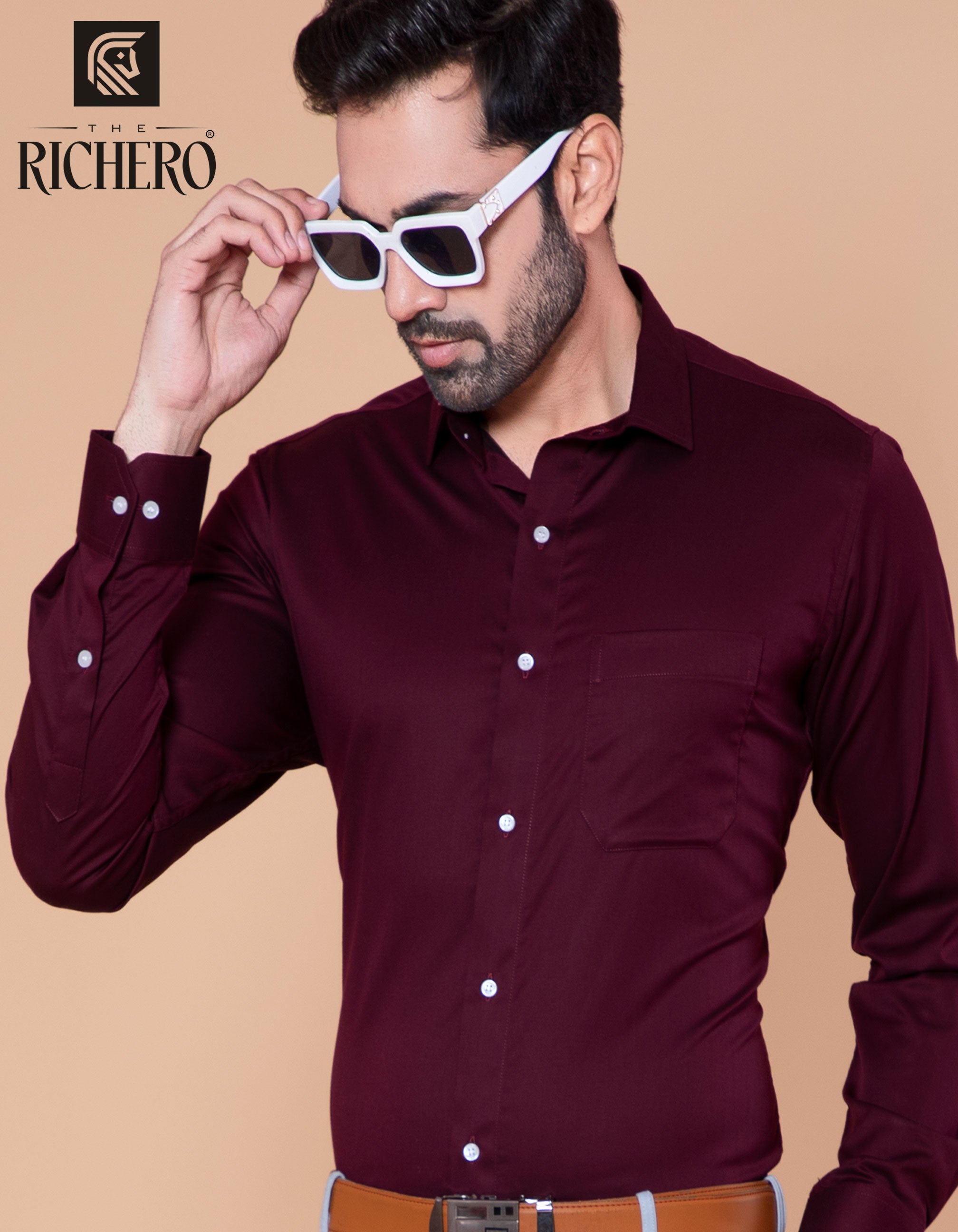 Plain brown classic shirt